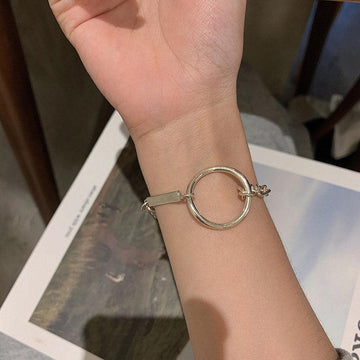 Great Gift Ideas - New Fashion 925 Sterling Silver Vintage Punk Hollow Circle Chain Bracelet - The Jewellery Supermarket
